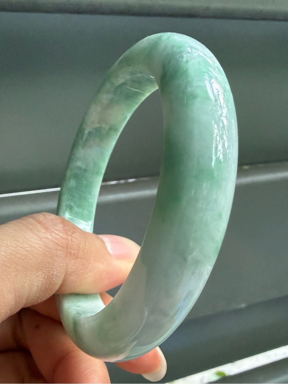 55.5 Green Burmese Jadeite Jade Bangle Bracelet - Natural Grade A - Picture 8 of 11